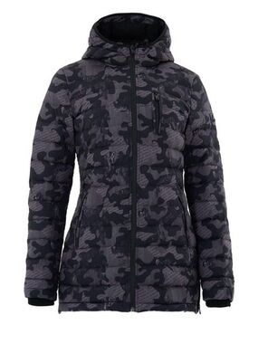 Moose Knuckles Women’s Hooded Camouflage Puffer Coat - Black & Dark Mauve